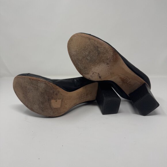 Tory Burch Elsa Black Leather Cap Toe Heels US 9 - Picture 8 of 14